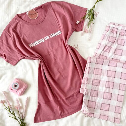 Pyjama Pantalon Coton Vieux Rose