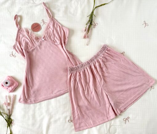 Pyjama Short Coton Rose – Image 1