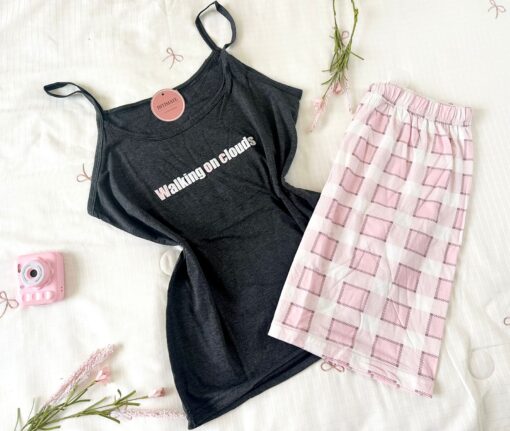 Pyjama Short Coton Rose & Noir – Image 1