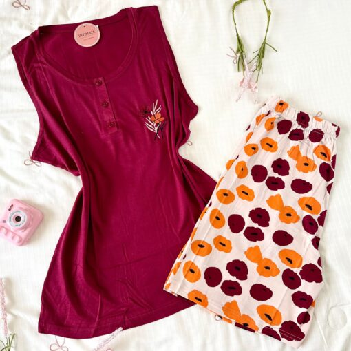 Pyjama Short Coton Rouge