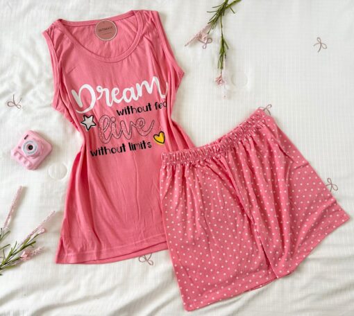 Pyjama Short Coton Rose "Dream" – Image 1