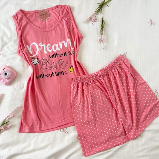 Pyjama Short Coton Rose "Dream"