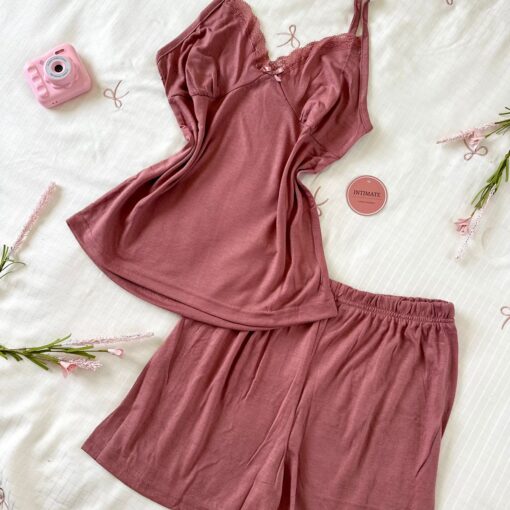 Pyjama Short Coton Vieux Rose