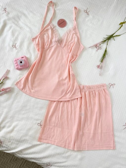 Pyjama Short Coton Rose Bébé – Image 1