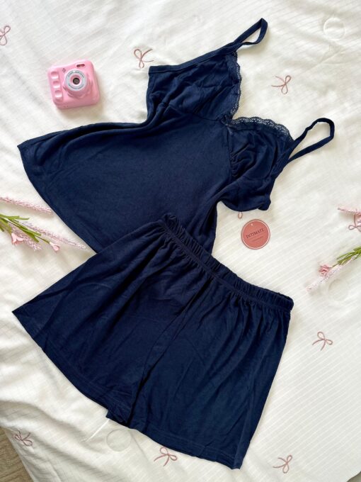 Pyjama Short Coton Bleu – Image 1
