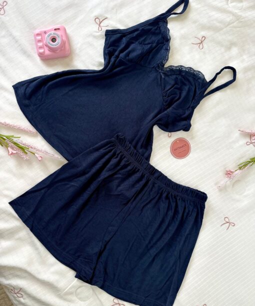 Pyjama Short Coton Bleu