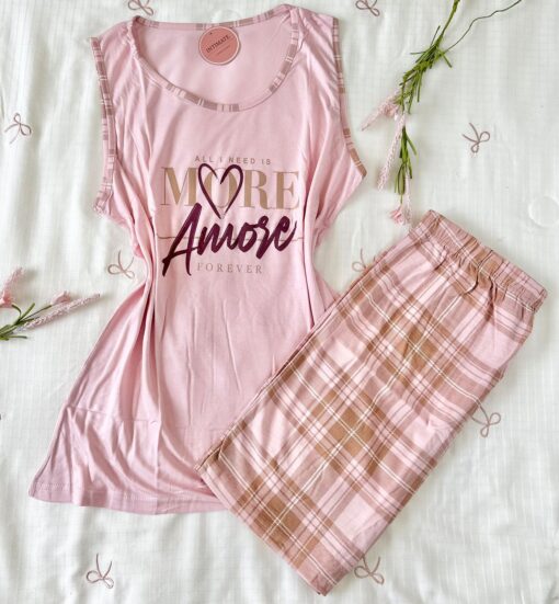 Pyjama Short Coton Rose "More Amore" – Image 1
