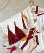 Parure Rouge & 3 Pièces Satin De Soie & Dentelle – Image 2