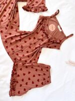 Pyjama 3 Pièces Coton Viscose Rose Nude Pointillé Cœurs – Image 2
