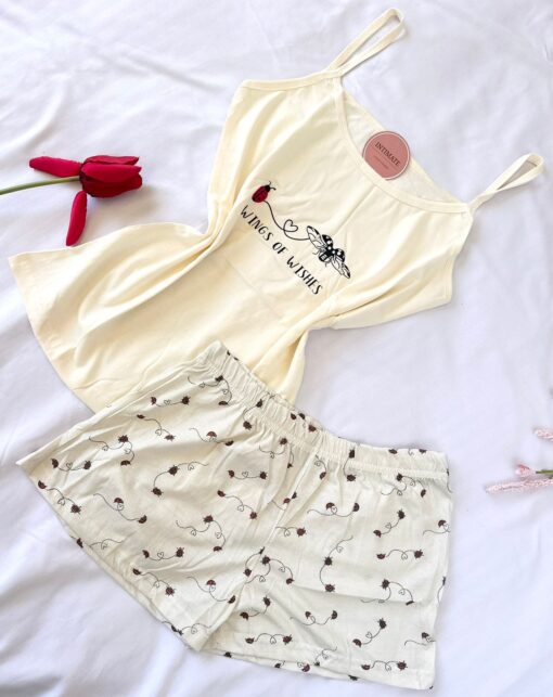 Pyjama Short Coton Blanc Sale "Wings Of Wishes" – Image 1