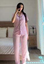 Pyjama Chemise Rose Rayé – Image 3