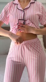Pyjama Chemise Rose Rayé – Image 2