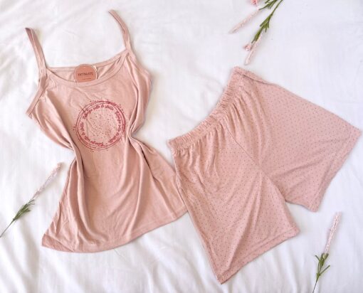 Pyjama Short Coton Rose Bébé – Image 1