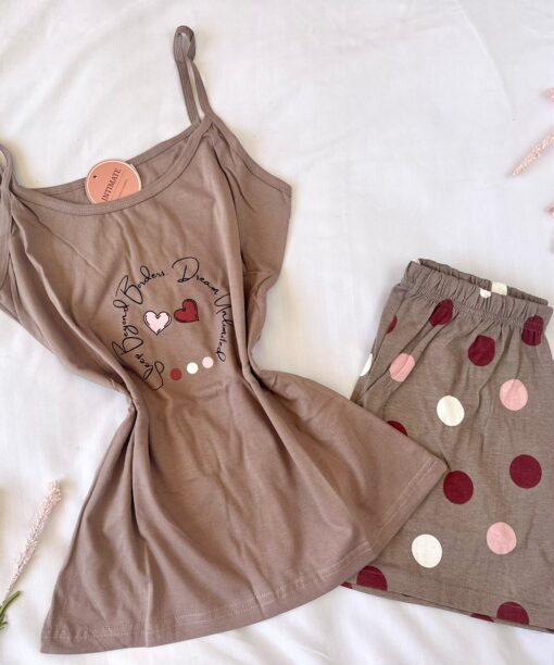 Pyjama Short Coton Taupe