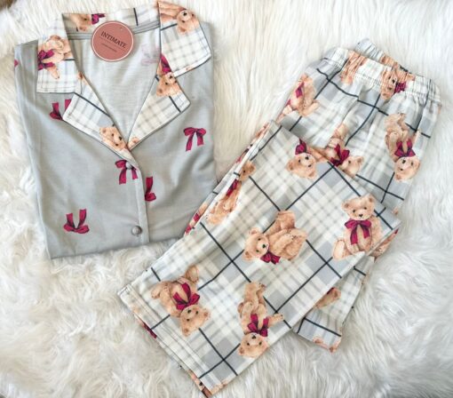 Pyjama Chemise Imprimé Nounours & Papillon – Image 1