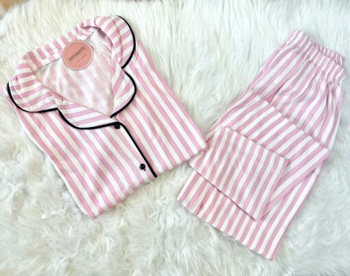 Pyjama Chemise Rose Rayé – Image 1