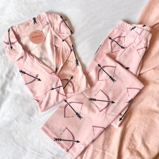 Pyjama Chemise Demi Manches Coton Rose Bébé