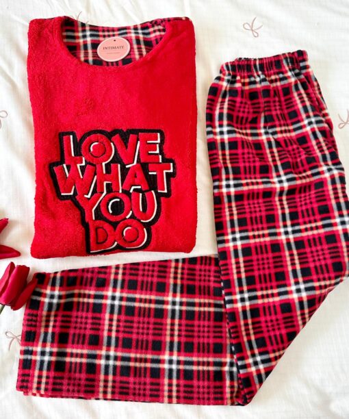 Pyjama Polaire Rouge Love