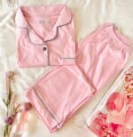 Pyjama Chemise Manches Longues Coton Rose Bébé