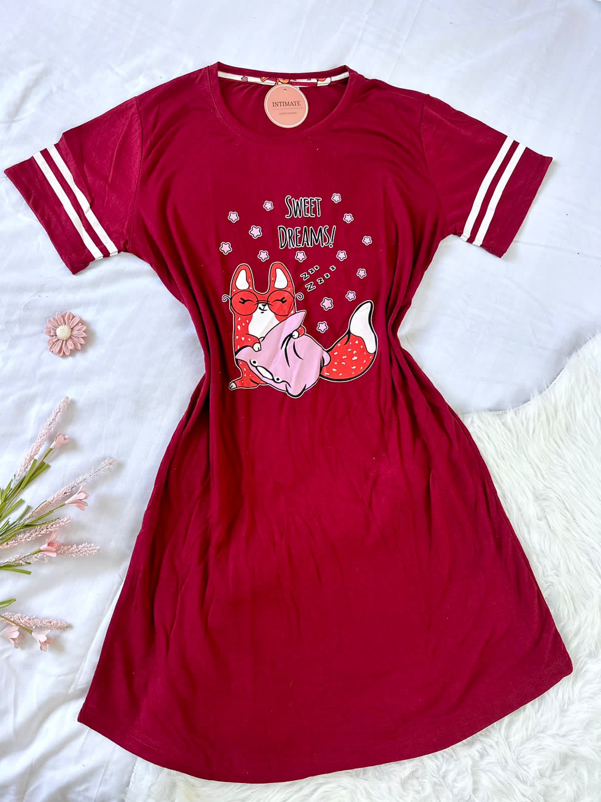 IMG-20250926-WA0087 Pyjama Robe Demi Manches Coton Rouge – Image 1