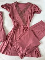 Parure Coton Viscose Vieux Rose 5 pièces & 2 Accessoires – Image 2