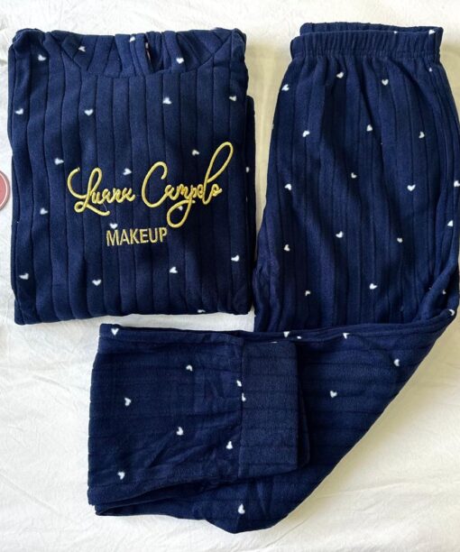 Pyjama Polaire Capuche Bleu