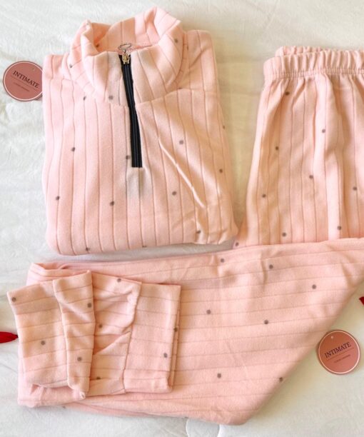 Pyjama Polaire Saumon Pointillé