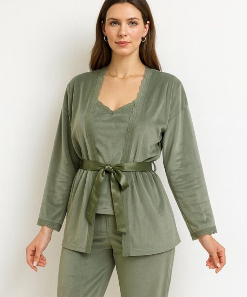 Pyjama 3 Pièces Velours Soft Vert