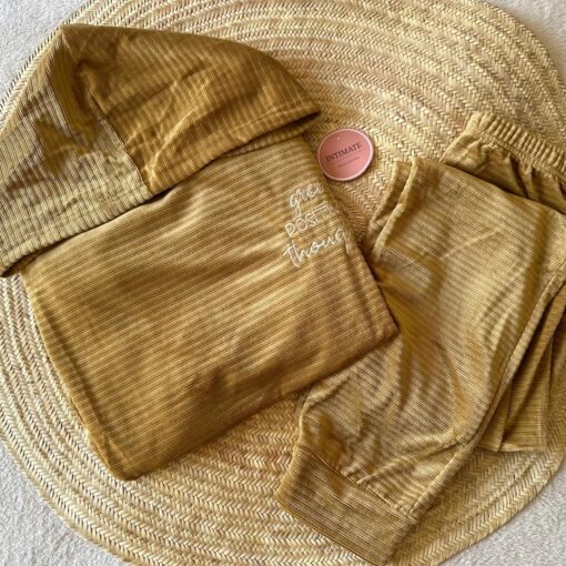 Pyjama Velours Capuche Beige "Grow Positive"