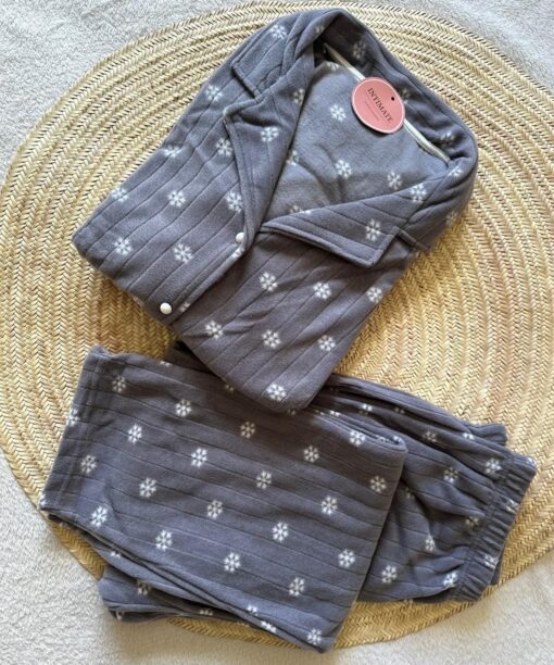 Pyjama Chemise Polaire Gris Charbon