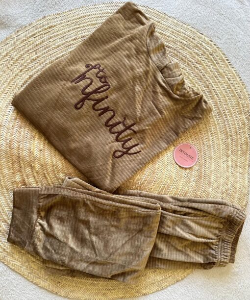 Pyjama Velours Capuche Beige "INFINITY"