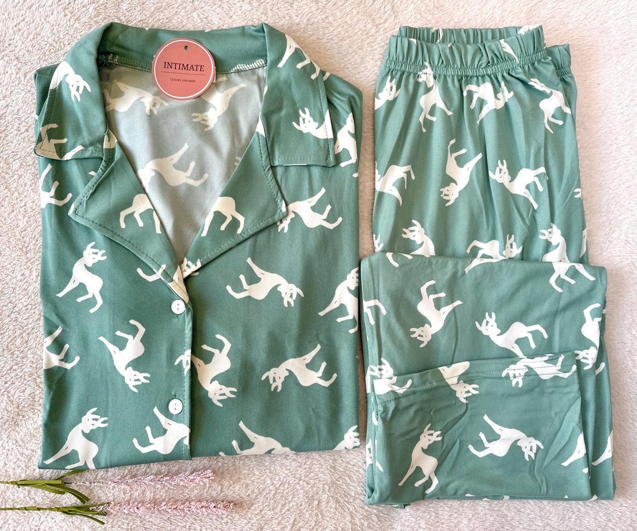 IMG-20251021-WA0061 Pyjama Chemise Manches Longues Vert Doux Imprimé – Image 1