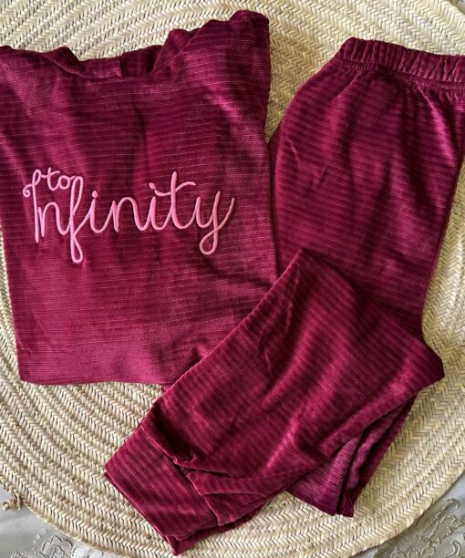 Pyjama Velours Capuche Rouge "INFINITY"