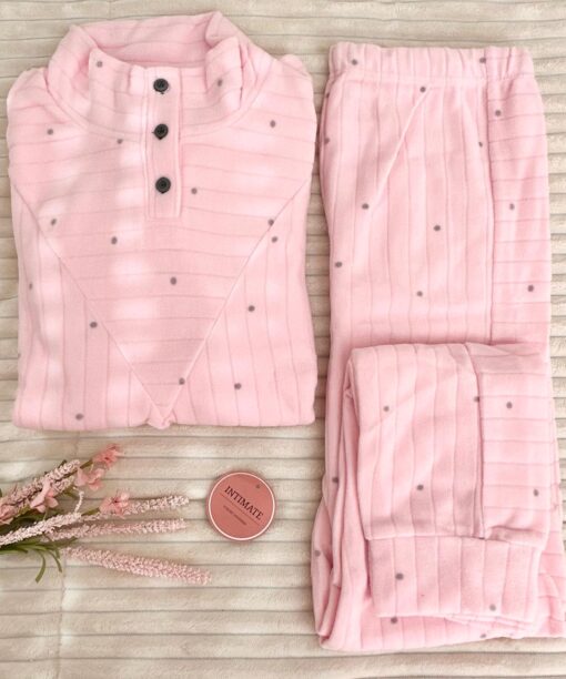 Pyjama Polaire Rose Bébé Pointillé