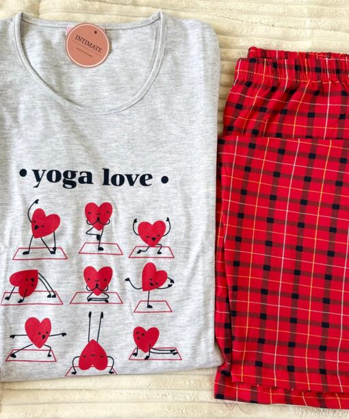 Pyjama Coton Gris & Rouge Carreaux