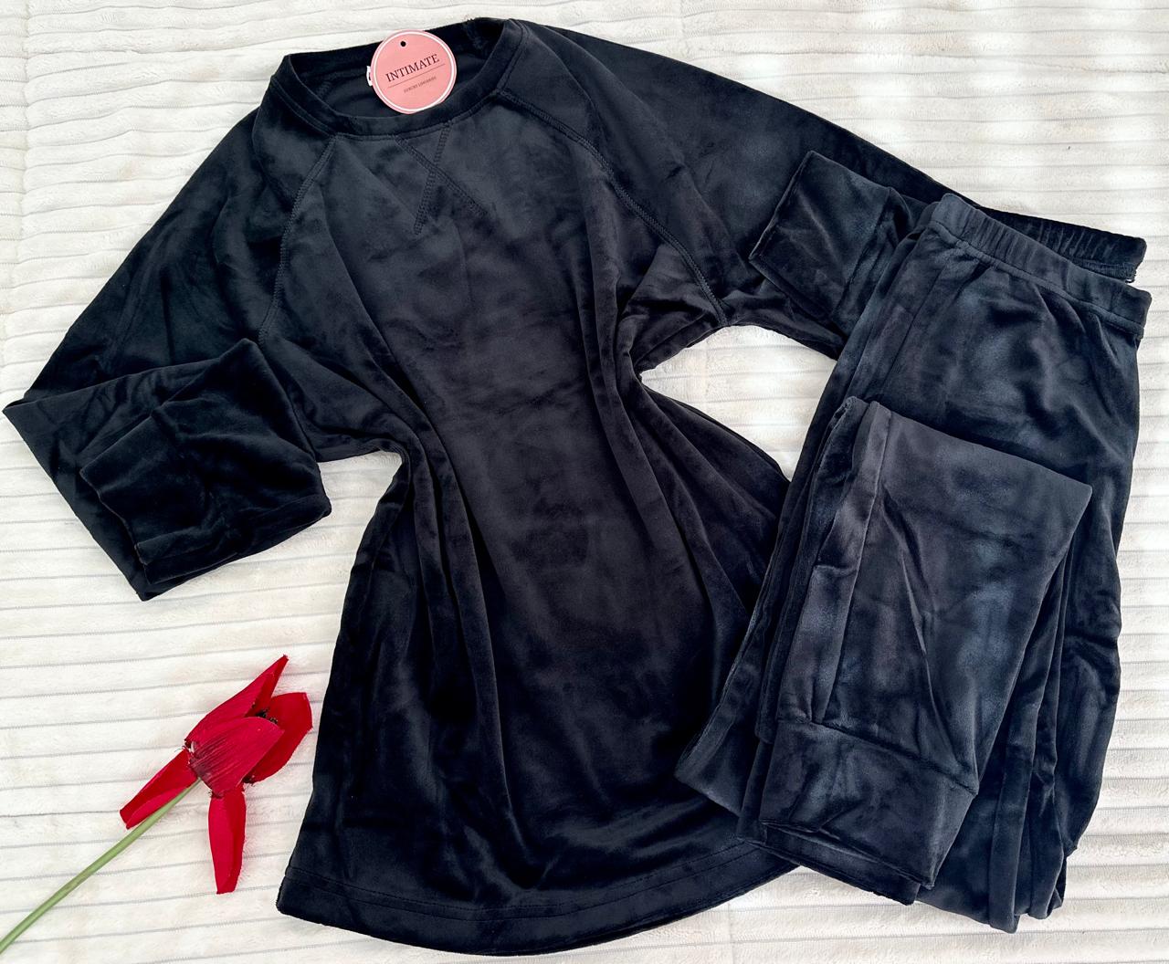 velour-noir Pyjama Jogging Velours Noir – Image 1