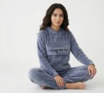 Pyjama Velours Capuche Gris " Chasing The Sun"