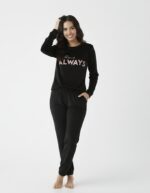 Pyjama Velours Capuche Noir/ Bleu marine "Je T'aime Always" – Image 2