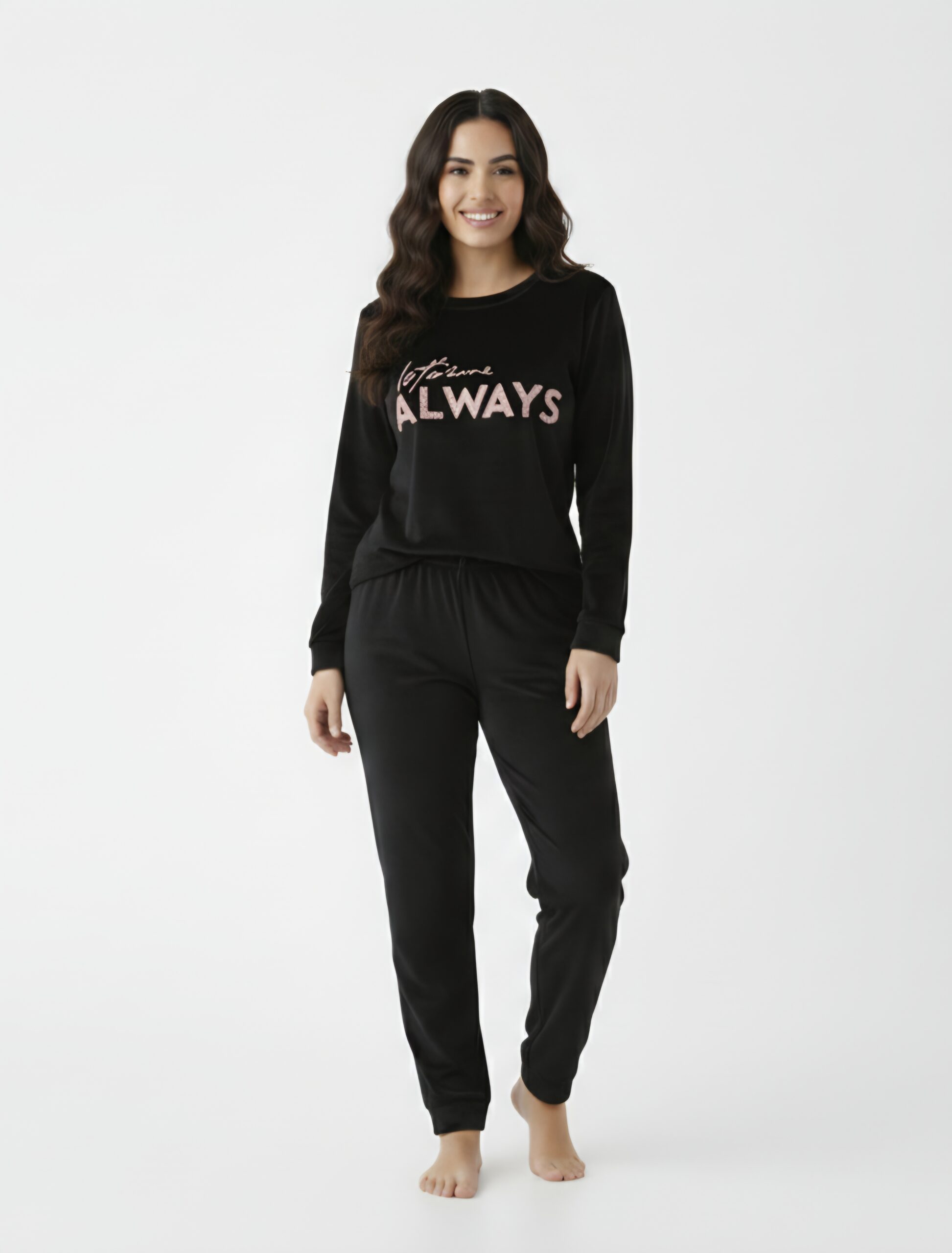 1765712461478 Pyjama Velours Capuche Noir/ Bleu marine "Je T'aime Always" – Image 1