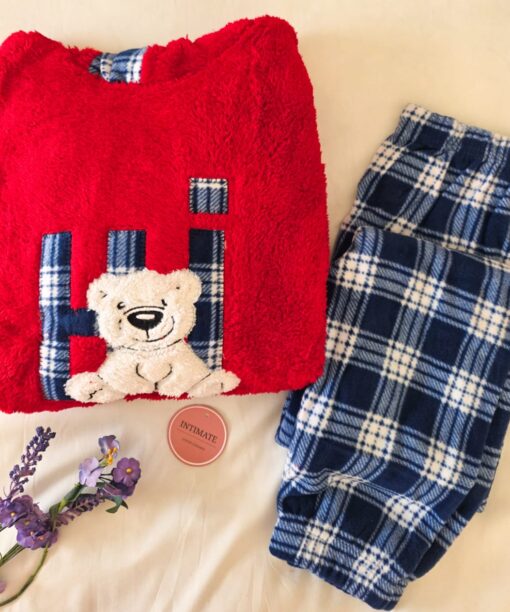 Pyjama Polaire Rouge & Bleu Carreaux
