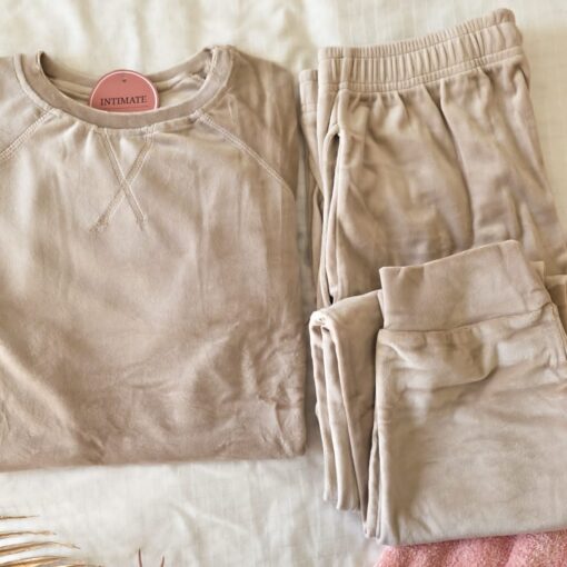 Pyjama Jogging Velours Beige
