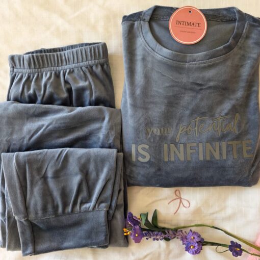 Pyjama Velours Gris "Your Potential is Infinite"