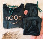 Pyjama Velours Capuche Vert "Mood"