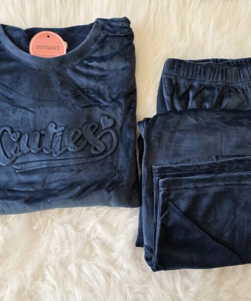 Pyjama Velours Bleu  "Cuties"