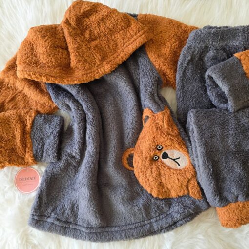 Pyjama Polaire Garçon Marron & Gris