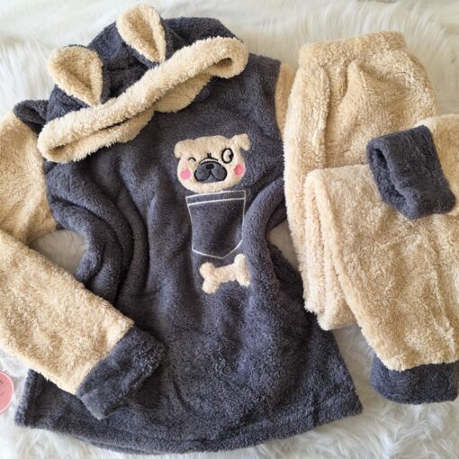 Pyjama Polaire Garçon Gris & Beige