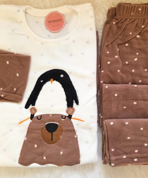 Pyjama Polaire Marron & Blanc