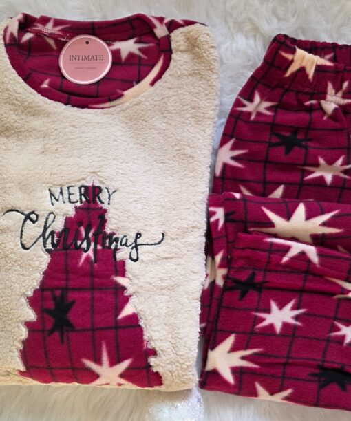 Pyjama Polaire Rouge & Blanc "Merry Chrismtmas"