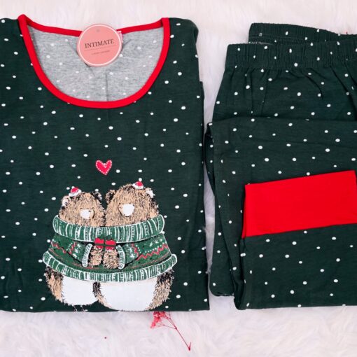 Pyjama Coton Vert Pointillé