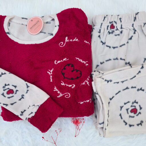 Pyjama Polaire Rouge & Beige